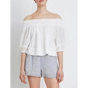 APIECE APART White Cotton Margarita Off-the-Shoulder Top Size Small